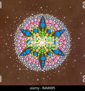Dots Mandala auf Holz Stockfoto