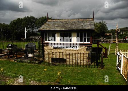 Die Gotherington signal Box auf der Gloucestershire und Warwickshire Steam Railway, Großbritannien Stockfoto