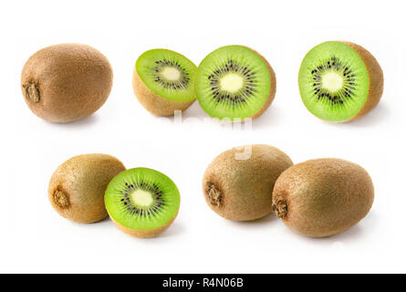 Kiwi. Sammlung von frischen Kiwis auf weißem Hintergrund Stockfoto