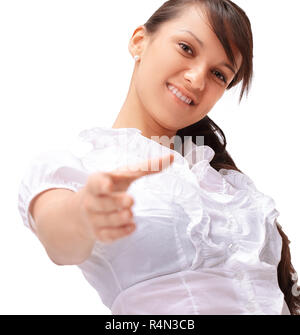 Young Business woman holding die Hand zur Begrüßung. Stockfoto