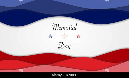 Uns Memorial Day horizontale Banner mit Stars und amerikanische Flagge Farben. Vector Illustration. Stock Vektor