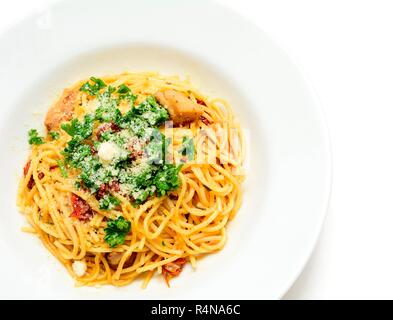 Spaghetti mit getrockneten Tomaten Stockfoto