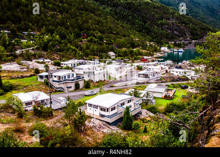 Mobilheime in Viken Gjestehavn, Norwegen Stockfoto