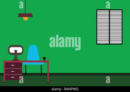 Design Business Konzept leere Raum modernen abstrakten Hintergrund. Arbeitsbereich minimalistischen Interieur Computer und Lernen in einem Zimmer Vektor Stock Vektor