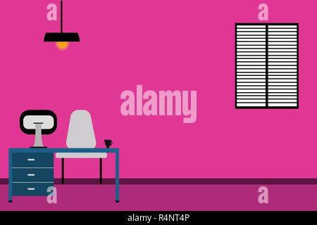 Business leere Vorlage für das Layout für die Einladung Grußkarte promotion Poster Gutschein. Arbeitsbereich minimalistischen Interieur Computer und Arbeitsbereich Insid Stock Vektor