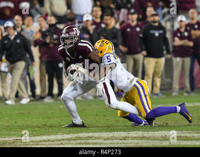 November 24, 2018 College Station, TX... Texas A&M Empfänger, Quartney Davis (1), während der NCAA Football Spiel zwischen der Texas A&M Aggies und die LSU Tiger, in College Station, TX. (Absolut komplette Fotograf & Company Credit: Joseph Calomeni/MarinMedia.org/Cal Sport Media) Stockfoto