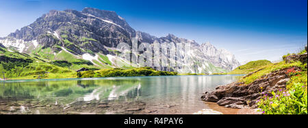Blick auf Trubsee, Engelberg, Schweiz, Europa. Stockfoto