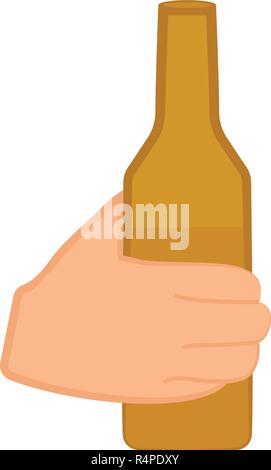 Hand hält eine Flasche Stock Vektor