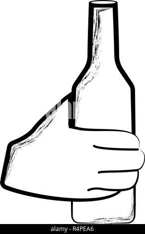 Skizze einer Hand eine Flasche Stock Vektor