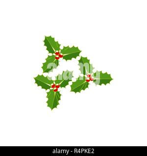 Satz von Weihnachtsschmuck. Vektor Holly. Symbol für Weihnachten. Stock Vektor