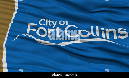 Nahaufnahme von Fort Collins Stadt Flagge Stockfoto