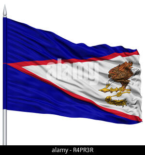 Isolierte Amerikanisch-Samoa Flagge am Fahnenmast, USA-Staat Stockfoto