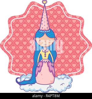 Süße Magic princess über Cloud vor rosa Symbol cartoon Vector Illustration graphic design Stock Vektor