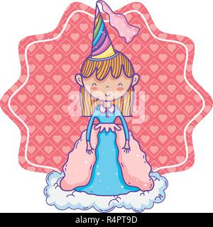 Süße Magic princess über Cloud vor rosa Symbol cartoon Vector Illustration graphic design Stock Vektor