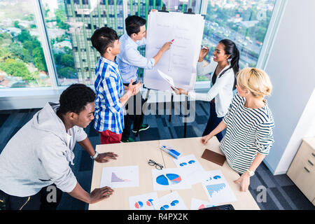 Tech Start-up Team diskutieren Produkt Roadmap Stockfoto