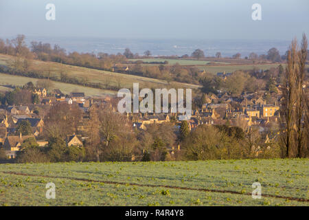 Panoramablick über Chipping Campden in den englischen Cotswolds, Gloucestershire, England, Großbritannien, januar 2017 Stockfoto