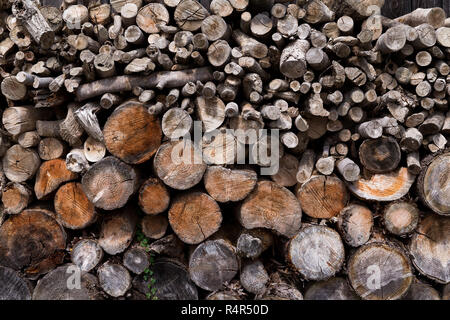 Gestapeltes Holz Schnittholz Gebäude Stockfoto