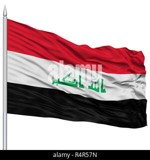 Irak-Flagge am Fahnenmast Stockfoto