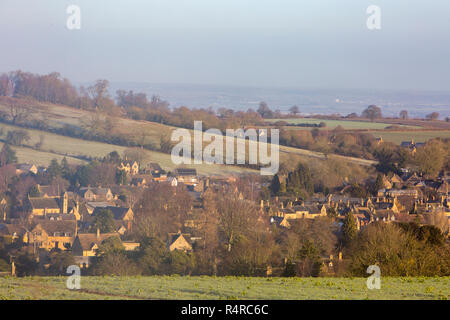 Panoramablick über Chipping Campden in den englischen Cotswolds, Gloucestershire, England, Großbritannien, januar 2017 Stockfoto