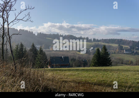 Herbst im Erzgebirge von Sayda, Ostdeutschland Stockfoto