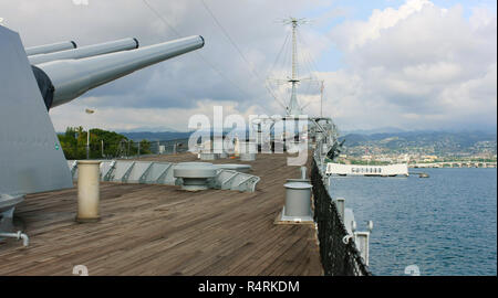 Schlachtschiff U.S.S. Missouri, U.S.S. Arizona Memorial in Pearl Harbor, Hawaii Stockfoto