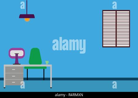 Design Business leere Raum Text für Anzeige Web site Förderung isolierte Banner Vorlage. Arbeitsbereich minimalistischen Interieur Computer und Studie im Inneren Stock Vektor