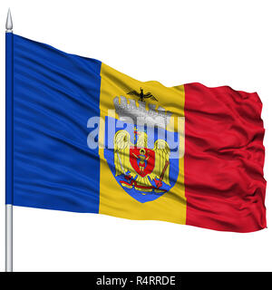 Bukarest Stadt Flagge am Fahnenmast Stockfoto