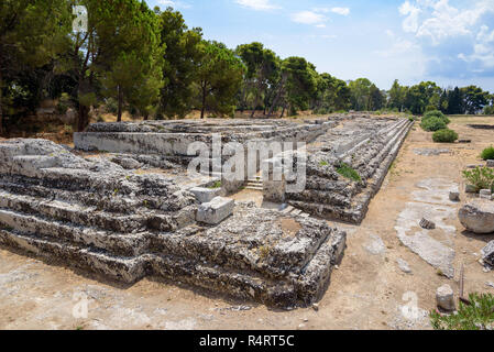 Die antiken Ruinen von den Altar des Hieron von Syrakus, Sizilien, Italien Stockfoto