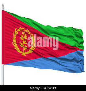 Eritrea Fahne am Fahnenmast Stockfoto