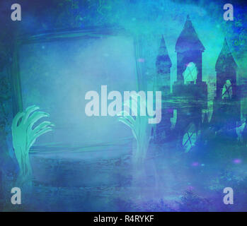 Zombie Hände aus Grab frame Stockfoto