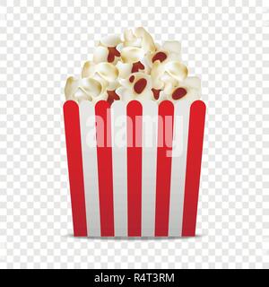 Papier popcorn Box mockup. Realistische Abbildung: Papier popcorn box Vektor Mockup für auf transparentem Hintergrund Stock Vektor