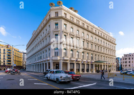 Die Altstadt von Havanna, Kuba. Februar 2018 - Äußere des neuen Gran Hotel manzana Kempinski La Habana Stockfoto