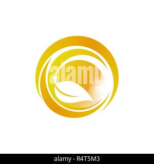 Ökologie Logo. Eco World Green leaf Energiesparlampe Symbol. Umweltfreundliche Konzept für Firmenlogo. Vektor Stock Vektor