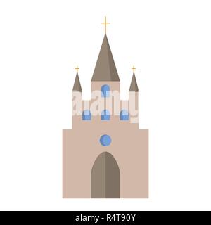 Flache Ikone der Kirche. Vektorabbildung. Christentum. Religionskatholizismus. Stock Vektor