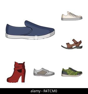 Unterschiedliche Schuhe cartoon Symbole im Set Sammlung für Design. Männer und Frauen Schuhe vektor Symbol lieferbar Abbildung. Stock Vektor