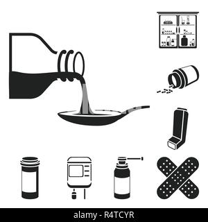 Medizin und Behandlung schwarze Symbole in der Sammlung für Design. Medizin und Ausrüstung vektor Symbol lieferbar Abbildung. Stock Vektor
