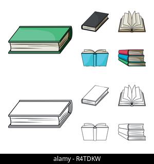 Verschiedene Arten von Büchern. Bücher set Sammlung Icons im Cartoon, Outline style Vektor Symbol lieferbar Abbildung. Stock Vektor