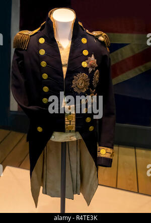 Einheitliche und Schulterklappen Getragen von Lord Nelson in der Schlacht von Trafalgar, Stockfoto