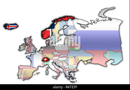 Karte der Europäischen Freihandelsassoziation Stockfoto