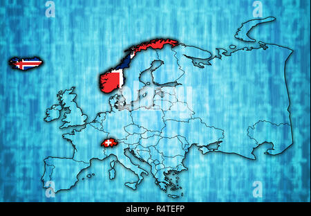 Karte der Europäischen Freihandelsassoziation Stockfoto