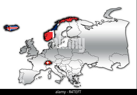 Karte der Europäischen Freihandelsassoziation Stockfoto