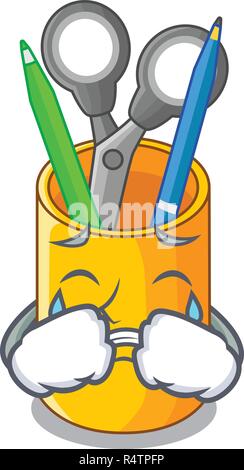 Weinend Desktop Organizer Form auf Cartoon lustig Stock Vektor