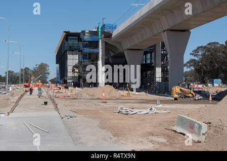 September 2018 Kellyville (Sydney) NSW, Bau der Sydney Metro Nordwest rail line ist derzeit auf Budget und Zeitplan voraus Stockfoto