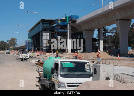 September 2018 Kellyville (Sydney) NSW, Bau der Sydney Metro Nordwest rail line ist derzeit auf Budget und Zeitplan voraus Stockfoto