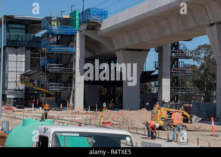 September 2018 Kellyville (Sydney) NSW, Bau der Sydney Metro Nordwest rail line ist derzeit auf Budget und Zeitplan voraus Stockfoto