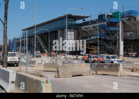 September 2018 Kellyville (Sydney) NSW, Bau der Sydney Metro Nordwest rail line ist derzeit auf Budget und Zeitplan voraus Stockfoto