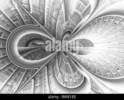 Stilisierte Bilder von Blumen und sich überschneidenden Spirale Linien. Die Unendlichkeit von Raum und Zeit. Chaotische Bewegung im Raum. Kollision von Sternen. Interaktion o Stockfoto