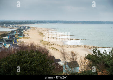 Anzeigen von mudeford Spucken von Warren Hill, Hengistbury Head. Dorset, Großbritannien Stockfoto