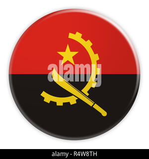 Angola Fahne Klicken, Aktuelles Konzept Abzeichen, 3d-Abbildung auf weißem Hintergrund Stockfoto