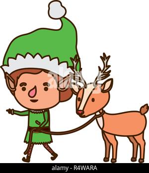 Elf mit Rentier avatar Charakter Stock Vektor